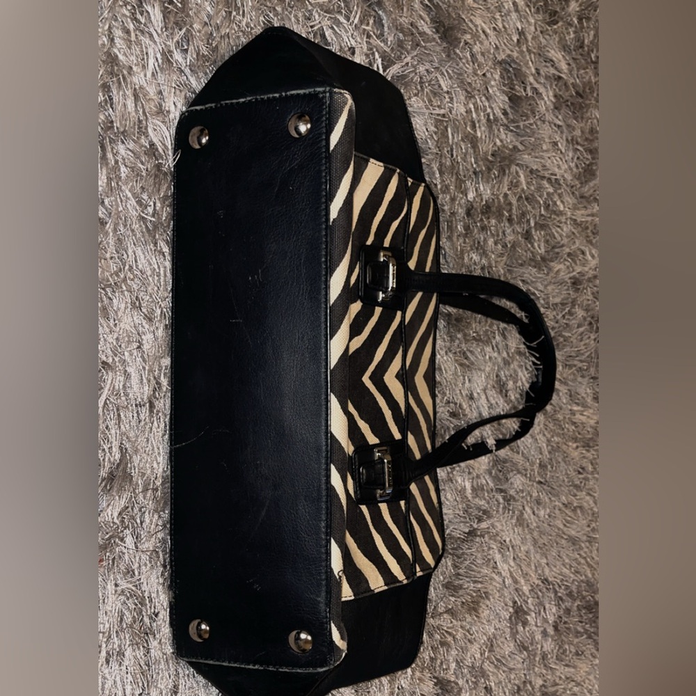 Coach Purse with Black and Neutral Tone Zebra Print